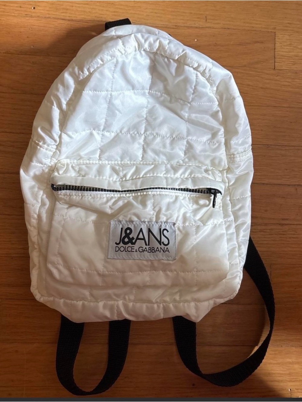 Dolce & Gabbana White Quilted J&ANS Men's Backpack with Black Straps